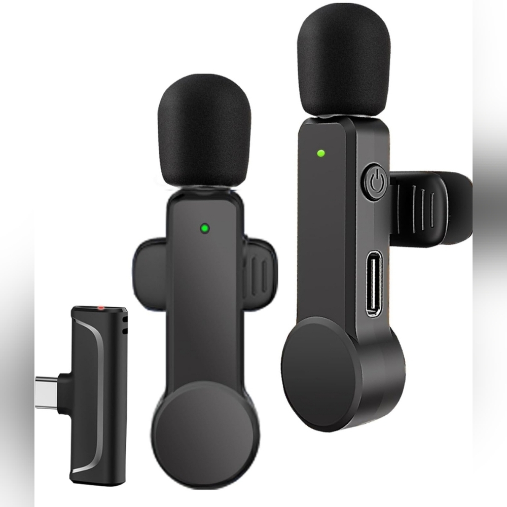 2 Pack Lavalier Microphone USB C Wireless
